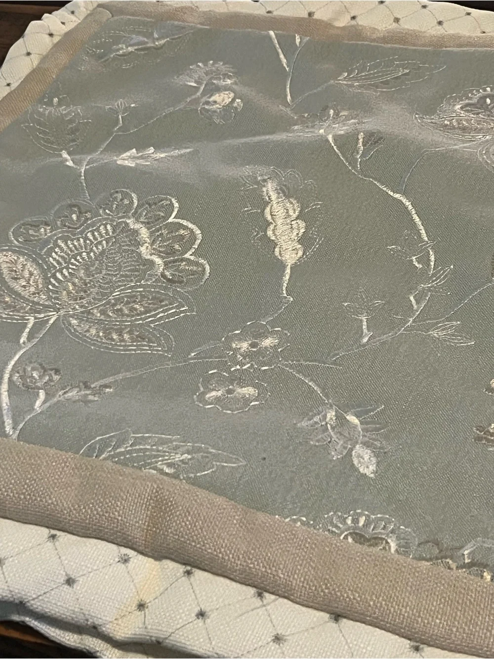 Classic Floral Embroidered Comforter in Sage Green King Size